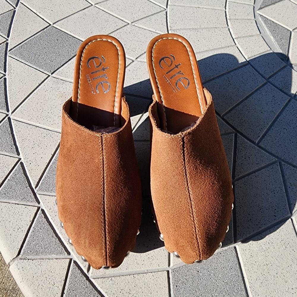 Etre Studded Suede Clog Platform Mules 39 - Picture 4 of 8